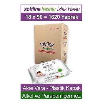 Softline Fresher Sensitive 90 Yaprak 18 Paket Islak Mendil Aloevera zl