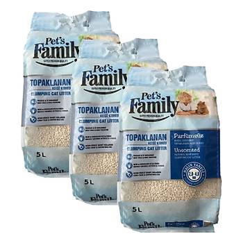 Pets Family Topaklanan Kedi Kumu Parfmsz Kaln 5 L x 3 Ad (15 kg)