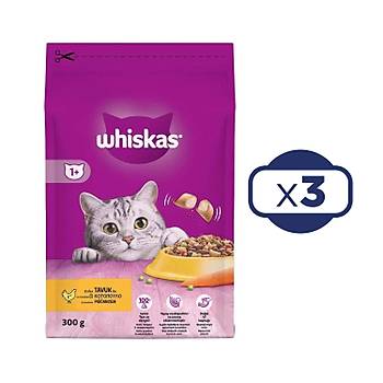 Whiskas Tavuklu Sebzeli Kuru Kedi Mamas 300 gr x 3 Adet