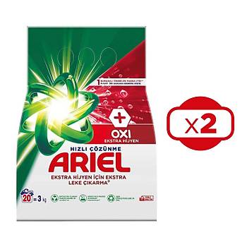 Ariel Oxi Beyazlara zel Aqua Pudra Toz amar Deterjan 3 Kg x 2 Adet