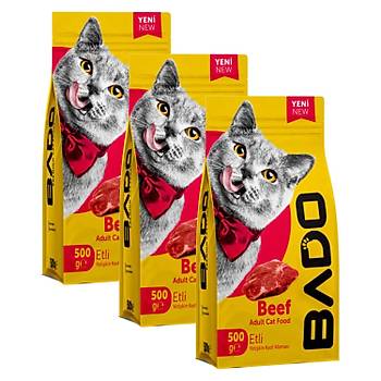 Bado Kedi Mamas Etli Yetikin Kuru 500 gr x 3 Adet