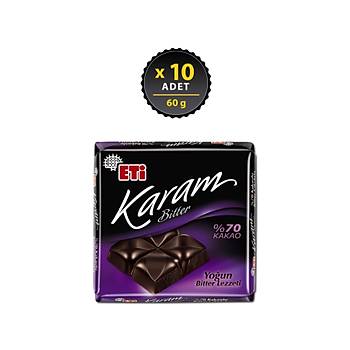 Eti Karam %70 Kakaolu Bitter ikolata 60 g x 10 Adet