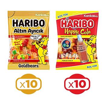 Haribo Altn Ayck ve Happy Cola 80 gr Kanka Boy 20 li Karma Paket