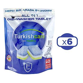 Turkishcare Hepsi 1 Arada 40 l Bulak Makinas Tableti x 6 Paket (240 Tablet)