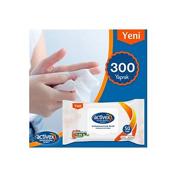 Activex Antibakteriyel Islak Mendil Hassas 6x50 Yaprak (300 Yaprak)