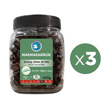 Marmarabirlik Doal Siyah Zeytin 450 gr x 3 Adet