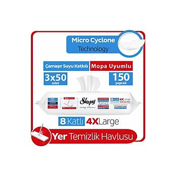 Sleepy Easy Clean amar Suyu Katkl Mopa Uyumlu Yer Temizlik Havlusu 3x50 (150 YAPRAK)