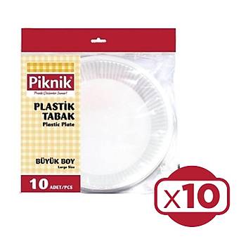 Piknik Plastik Tabak Byk Boy 10'lu x 10 Paket (100 Ad)