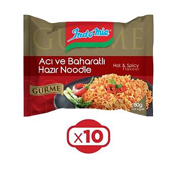 Indomie Noodle Gurme Ac Ve Baharatl 80 gr x 10 Adet