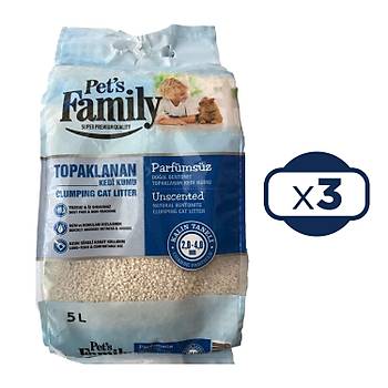 Pets Family Topaklanan Kedi Kumu Parfmsz Kaln 5 L x 3 Ad (15 kg)