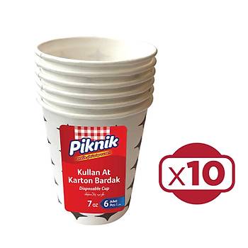 Piknik Karton Bardak 7 OZ 6'l x 10 Paket (60 Ad)