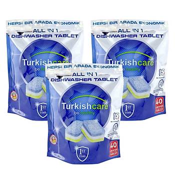 Turkishcare Hepsi 1 Arada 40 l Bulak Makinas Tableti x 3 Paket (120 Tablet)