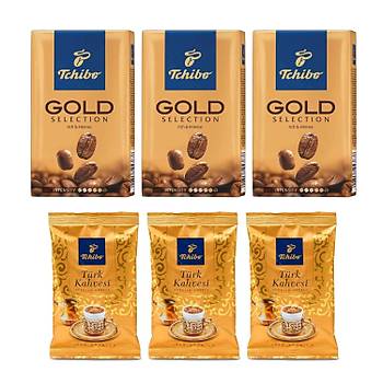 Tchibo Gold Filtre Kahve 250 gr 3 Adet + Trk Kahvesi 100 gr 3 Adet