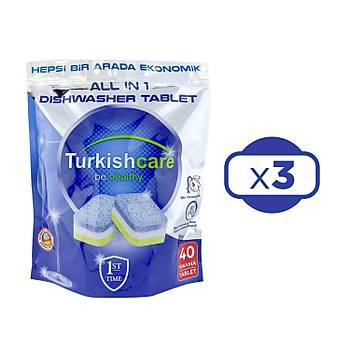 Turkishcare Hepsi 1 Arada 40 l Bulak Makinas Tableti x 3 Paket (120 Tablet)