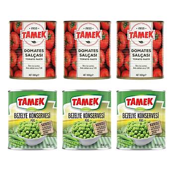 Tamek Domates Salas 830 gr + Bezelye 830 gr 6 li Set 