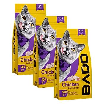 Bado Kedi Mamas Tavuklu Yetikin Kuru 500 gr x 3 Adet