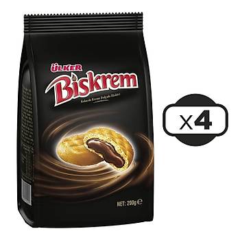 lker Biskrem Kakaolu Krema Dolgulu Biskvi 200 gr x 4 Adet