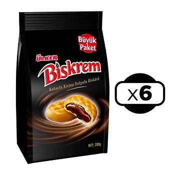 lker Biskrem Kakaolu Krema Dolgulu Biskvi 200 gr x 6 Adet