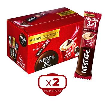 Nescafe 3  1 Arada Original 17,5 gr 96 l x 2 Kutu (192 Adet)