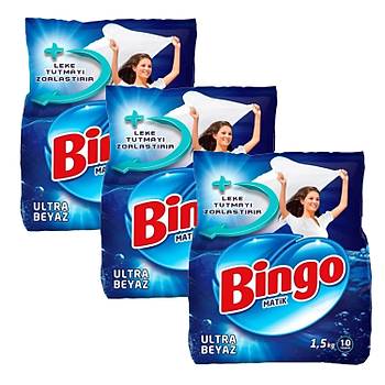 Bingo Ultra Beyaz Toz amar Deterjan 1,5 kg x 3 Adet