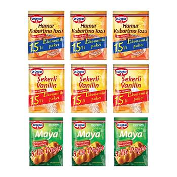 Dr.Oetker Kabartma Tozu 15 li + Vanilya 15 li + Maya 3 l Ekonomik Paket