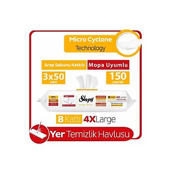 Sleepy Easy Clean Arap Sabunu Katkl Mopa Uyumlu Yer Temizlik Havlusu 3x50 (150 YAPRAK)