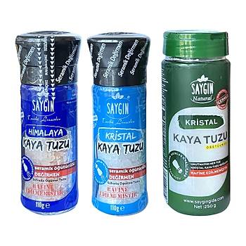 Saygn Himalaya ve Kaya Tuzu 110 gr tcl 2 li + Kristal Kaya Tuzu 250 gr