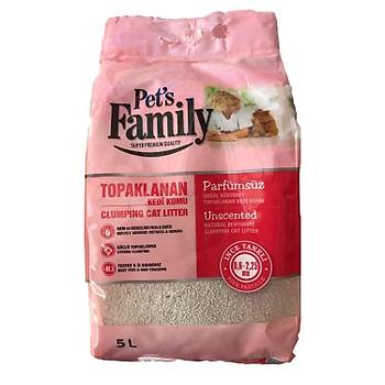 Pets Family Topaklanan Kedi Kumu Parfmsz nce 5 L x 3 Adet (15 kg)