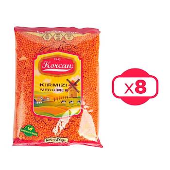 Korcan Krmz Mercimek 1 kg x 8 Adet