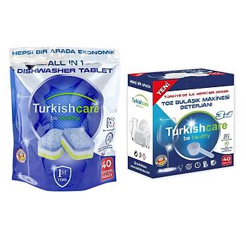 Turkishcare Bulak Mak. Tableti 40 l + Toz Deterjan 40 Ykama Karma Paket