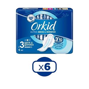 Orkid Hijyenik Ped Ultra 6'l Gece & Gndz X 6 'Adet (36 Ped)