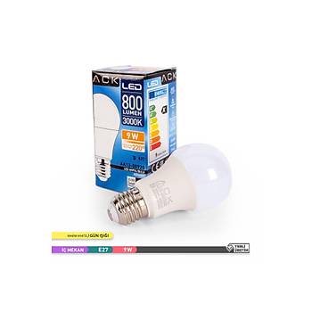 Ack Led Ampul 800 LUMEN 3000 K 9W E27 Gn I x 6 Adet