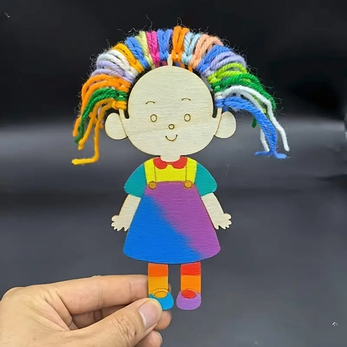 Sevimli Kz Renkli Ahap Boyama  Okul ncesi DIY Etkinlik ve Sanat Aktivitesi 10 adet