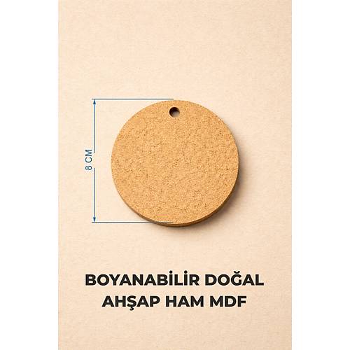 8 Cm Yuvarlak Supla Magnet Tahtas� 3 mm Naturel Ham Boyanabilir Ah�ap