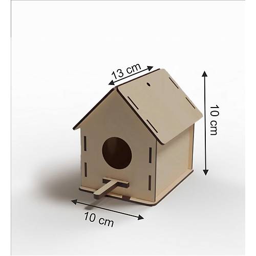 Boyanabilir Ahap Ku Evi - 10x10x13 cm | 3 mm Ham Mdf (Demonte)