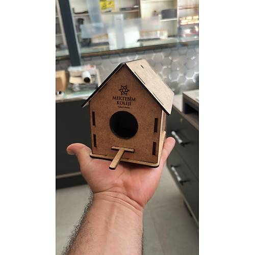Boyanabilir Ahap Ku Evi - 10x10x13 cm | 3 mm Ham Mdf (Demonte)