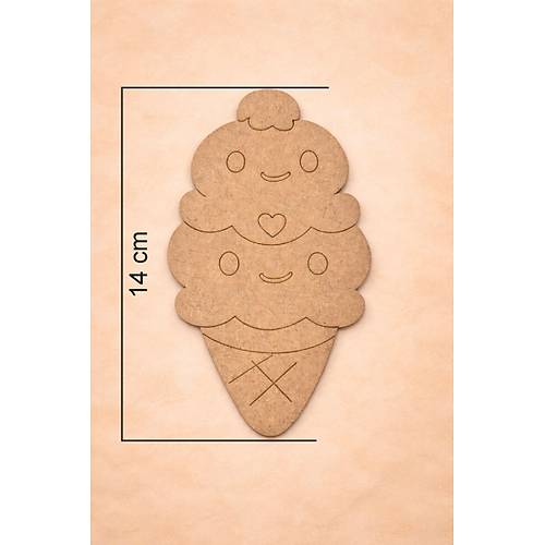 Sevimli K�lah Dondurma Ah�ap Boyama 14 cm x 8 cm