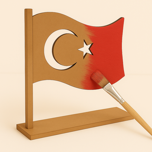 Boyanabilir Trk Bayra Standl Ahap Oyuncak  Etkinlik Aktivite 1 Ad