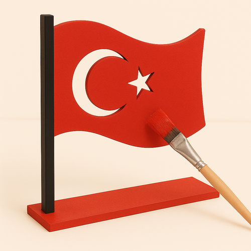 Boyanabilir Trk Bayra Standl Ahap Oyuncak  Etkinlik Aktivite 1 Ad