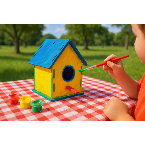 Boyanabilir Ahap Ku Evi - 10x10x13 cm | 3 mm Ham Mdf (Demonte)