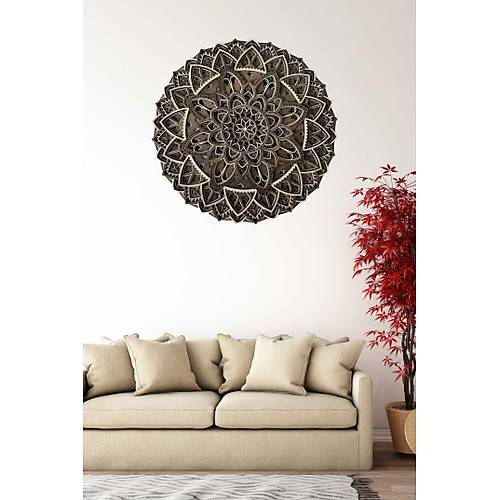 Ahap Dekoratif Floral Mandala Duvar Dekorasyonu (40 cm)