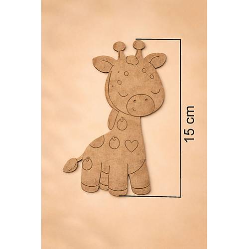 Sevimli Z�rafa Ah�ap Boyama Okul Etkinlik Aktivite 15 cm x 9 cm