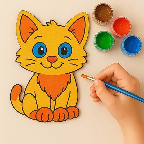 Kedi Ahap Boyama Okul Diy Etkinlik Aktivite Sanat
