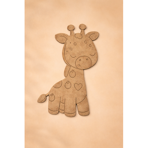 Sevimli Z�rafa Ah�ap Boyama Okul Etkinlik Aktivite 15 cm x 9 cm