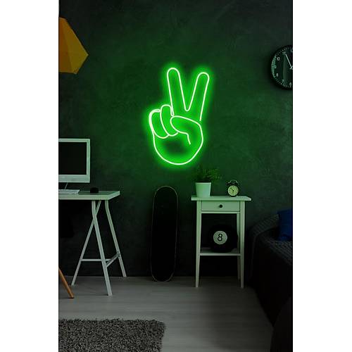 Victory Sign Led Dekoratif Duvar Aydnlatmas Neon Duvar Yazs