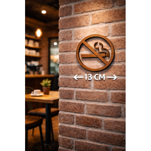 Sigara ��ilmez Tabela 13 cm 3 mm Ah�ap Desenli Lazer Kesim Dekoratif Duvar Levhas�