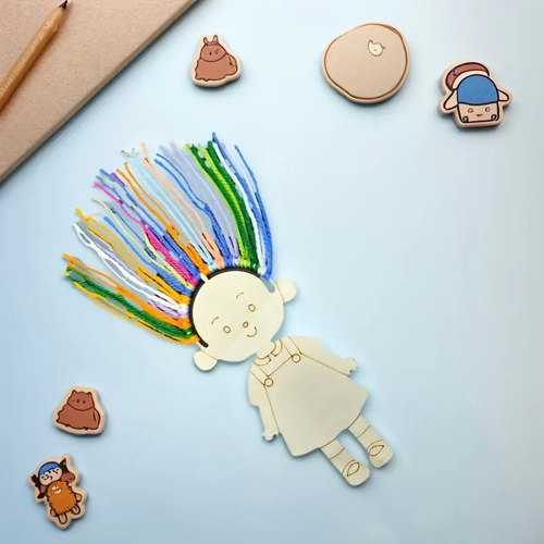Sevimli Kz Renkli Ahap Boyama  Okul ncesi DIY Etkinlik ve Sanat Aktivitesi 10 adet