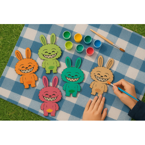 Labubu Karakteri Ahap Boyama  Okul ncesi DIY Etkinlik ve Sanat Aktivitesi
