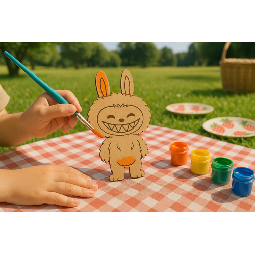 Labubu Karakteri Ahap Boyama  Okul ncesi DIY Etkinlik ve Sanat Aktivitesi