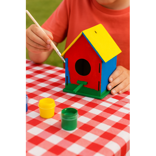 Boyanabilir Ahap Ku Evi - 10x10x13 cm | 3 mm Ham Mdf (Demonte)
